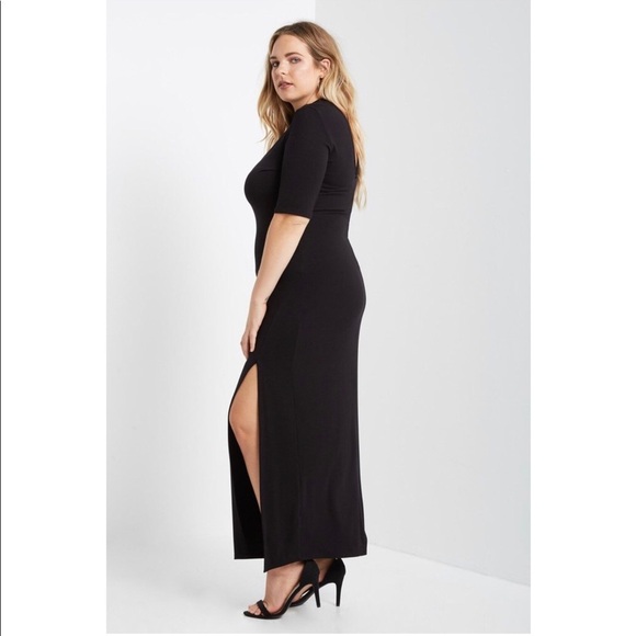 Black Choker V-neck Side Slit Maxi Dress - Picture 2 of 5